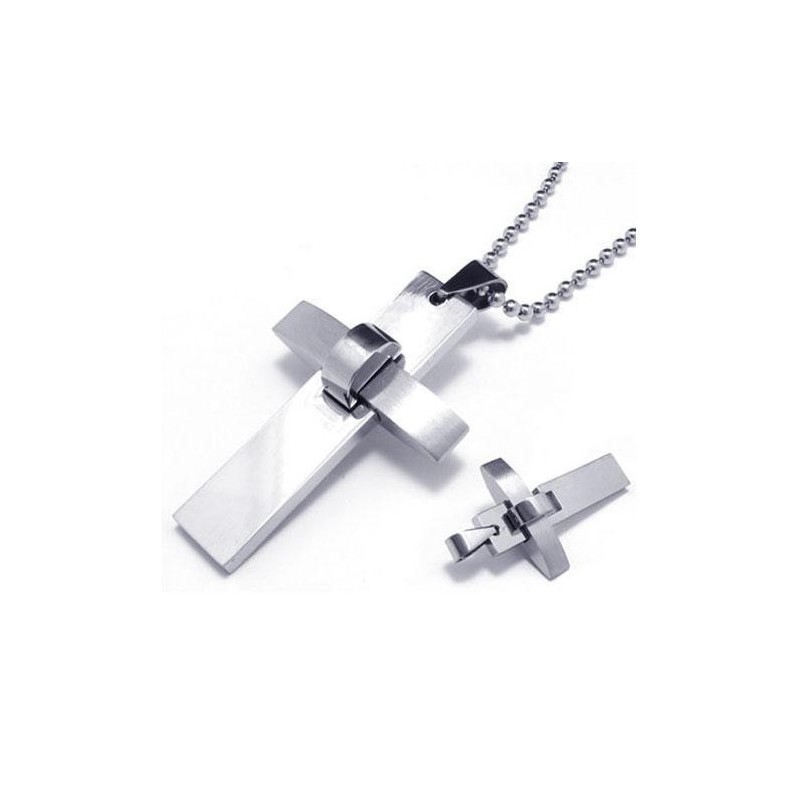 Herr Pojkar Silver Halsband Ren Titan Korshänge Herr Pojkar Silver Halsband Ren Titan Korshänge