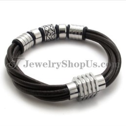 Moderiktigt Brunt Läder- Och Titanarmband
