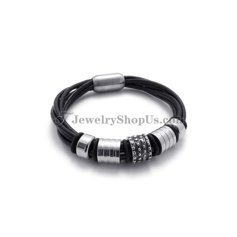 Elegant Svart Läder Med Titanarmband Elegant Svart Läder Med Titanarmband