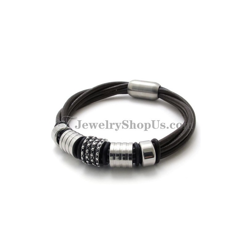 Elegant Brunt Läder Med Titanarmband Elegant Brunt Läder Med Titanarmband