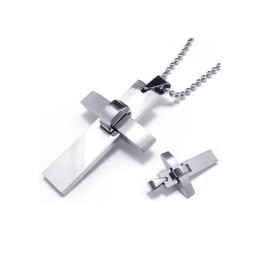 Herr Pojkar Silver Halsband Ren Titan Korshänge