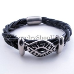 Moderiktigt Läderarmband I Titan