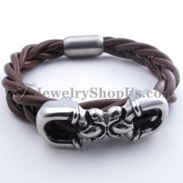 Moderiktigt Brunt Läderarmband I Titan