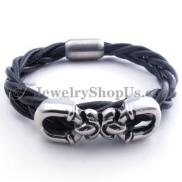 Moderiktigt Titan Läderarmband