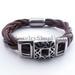 Moderiktigt Brunt Titan Läderarmband