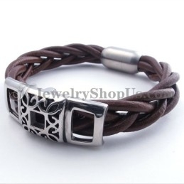 Moderiktigt Brunt Titan Läderarmband