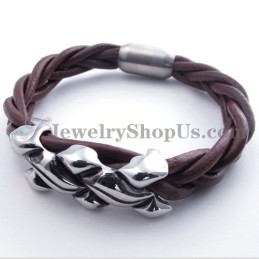 Elegant Brunt Titanläderarmband