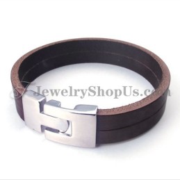 Moderiktigt Brunt Läderarmband Med Titan