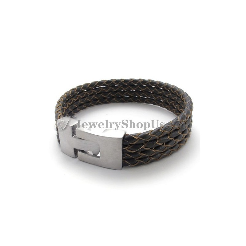 Elegant Läder- Och Titanarmband Elegant Läder- Och Titanarmband