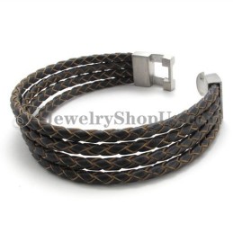 Elegant Läder- Och Titanarmband