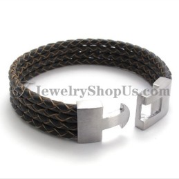 Elegant Läder- Och Titanarmband
