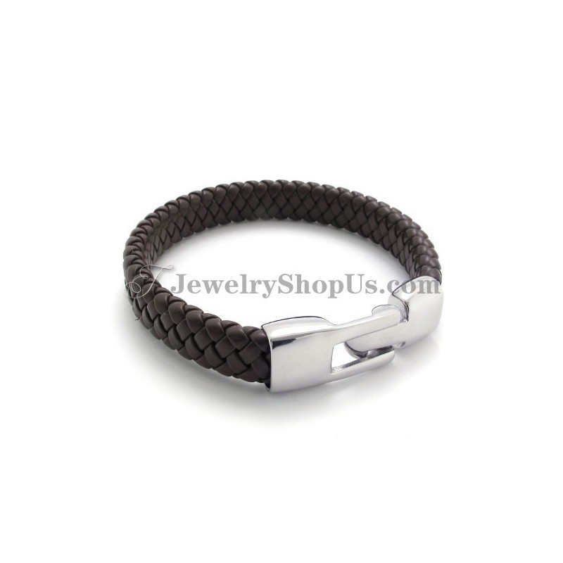 Elegant Brunt Titan- Och Läderarmband Elegant Brunt Titan- Och Läderarmband