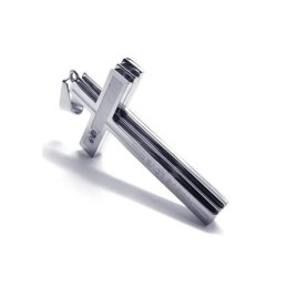 Herrhalsband I Silver I Rent Titan Med Korshänge (Nytt)