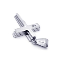 Herrhalsband I Silver I Rent Titan Med Korshänge (Nytt)