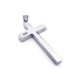 Herrhalsband I Silver I Rent Titan Med Korshänge (Nytt)