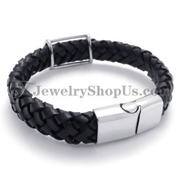 Moderiktigt Titan Läderarmband