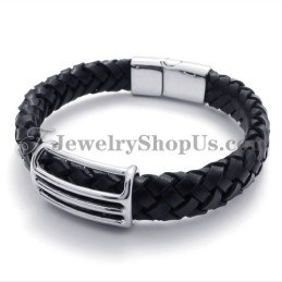 Moderiktigt Titan Läderarmband