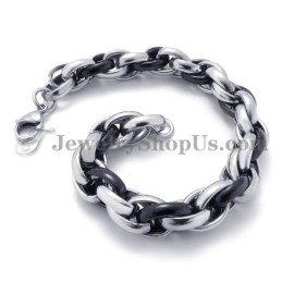 Moderiktigt Svart Och Silverfärgat Titanarmband