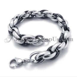 Moderiktigt Svart Och Silverfärgat Titanarmband