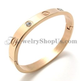Moderiktigt Roséguld Titanarmband Med Strass