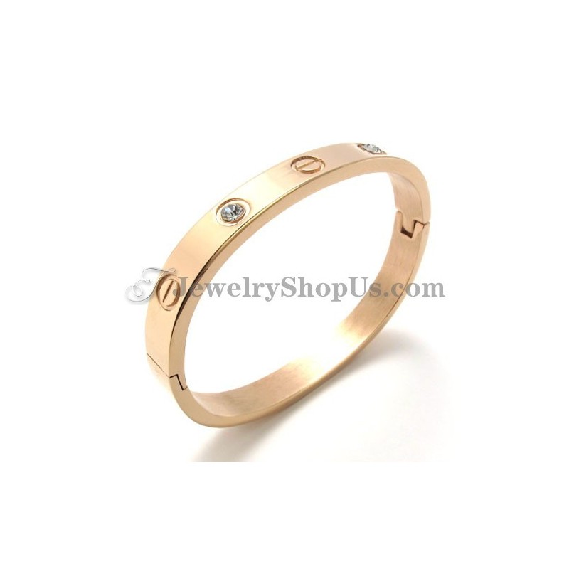 Moderiktigt Roséguld Titanarmband Med Strass Moderiktigt Roséguld Titanarmband Med Strass