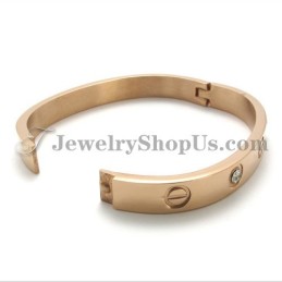 Moderiktigt Roséguld Titanarmband Med Strass