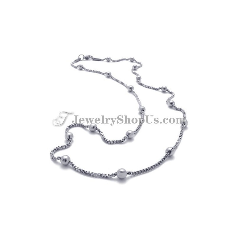 Elegant Halsband Med Titansilverpärlor För Kvinnor Elegant Halsband Med Titansilverpärlor För Kvinnor