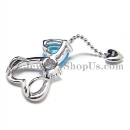 925 Silver Sweet Heart Hänge Med Zirkon (Galvaniserad Platina) Med Fri Kedja