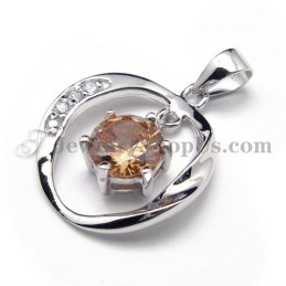 925 Silver Zircon Hänge (Galvaniserad Platina) Med Fri Kedja