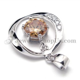925 Silver Zircon Hänge (Galvaniserad Platina) Med Fri Kedja