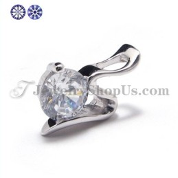 925 Silver Zircon Hänge (Galvaniserad Platina) Med Fri Kedja