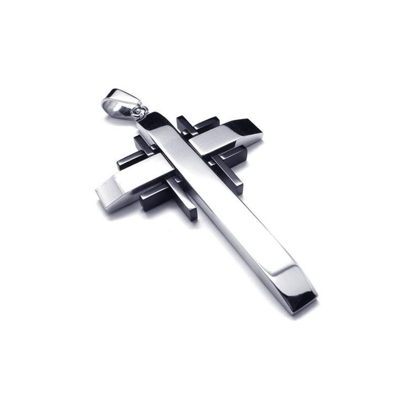 Herr Svart Silver Ren Titan Kors Halsband Hänge Herr Svart Silver Ren Titan Kors Halsband Hänge
