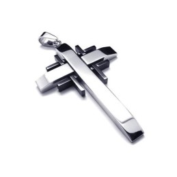 Herr Svart Silver Ren Titan Kors Halsband Hänge