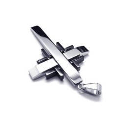 Herr Svart Silver Ren Titan Kors Halsband Hänge