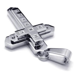 Herr Silver Ren Titan Kors Halsband Hänge Kedja