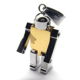 Herrhalsband Med Robothänge I Gyllene Titan (Nytt)