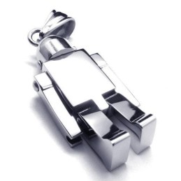 Herrhalsband Med Robothänge I Silver I Ren Titan (Nytt)