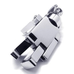 Herrhalsband Med Robothänge I Silver I Ren Titan (Nytt)